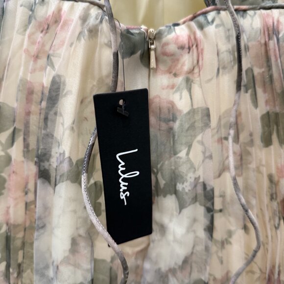 NWT Lulus Most Beautiful Day Ivory Multi Floral Print Organza Maxi Dress - Picture 6 of 9